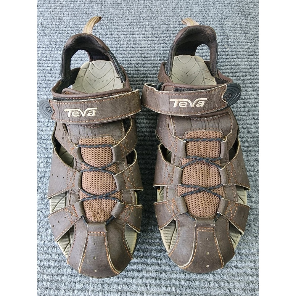 Teva Shoc Pad Footbed Men's Size 9 Brown Hiking Water Sandals Shoe Fisherman